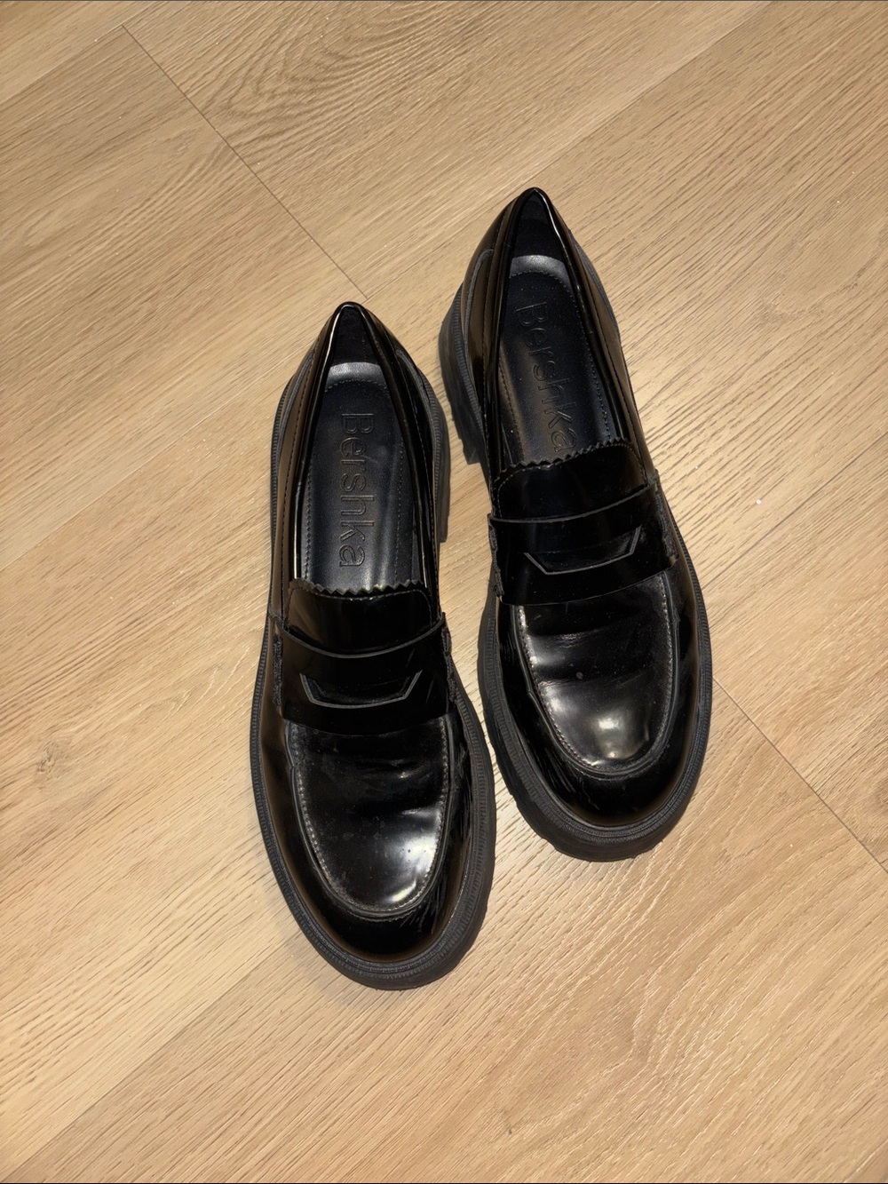 Bershka Black Patent Penny Loafers